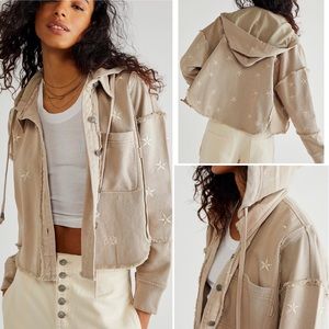 Free People Beyond The Stars Hooded Jacket in Natural NWT